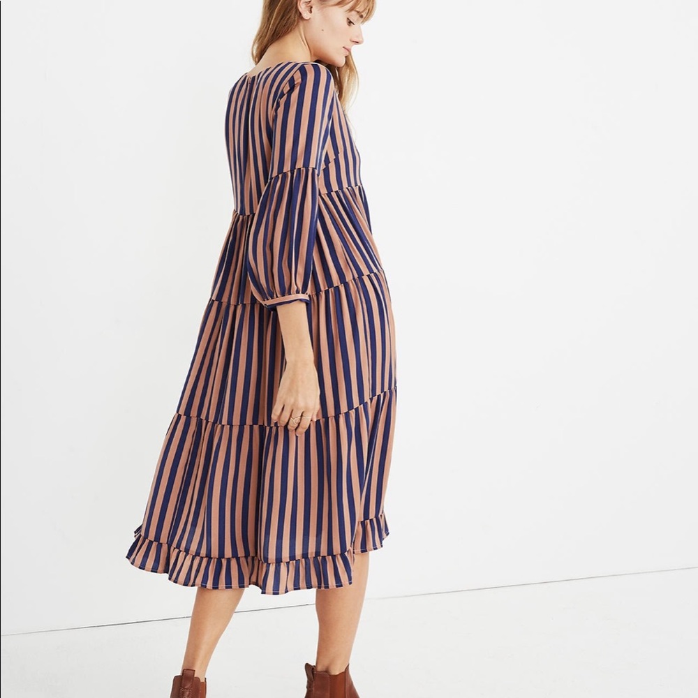 NEW Madewell Striped Satin Midi Dress